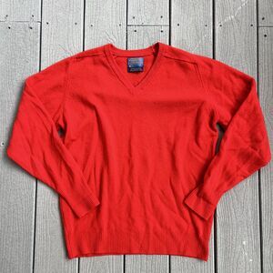 Pendleton Vintage 100% Lambswool V Neck Sweater Red Men's-Size L
